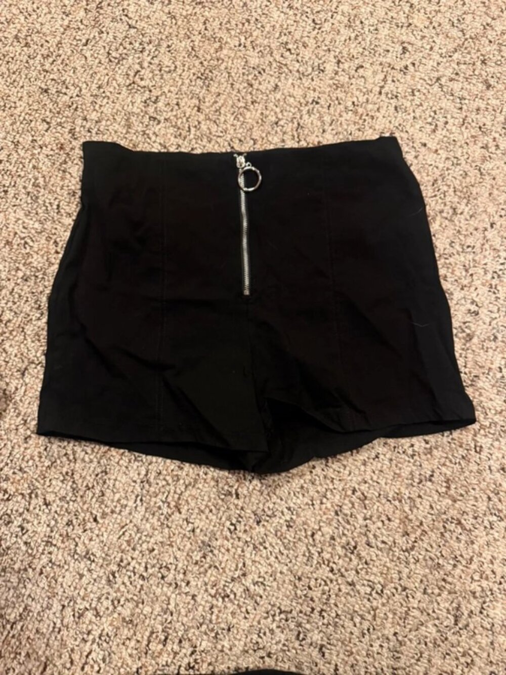 Charlotte Russe Black High Waisted O-Ring Zip Shorts Size L Y2K